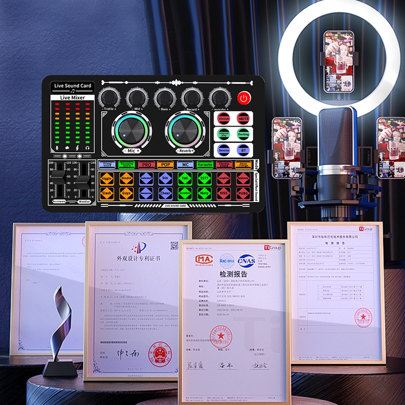 Olla F999 live soundcard Dedicated sound card for YouTube Facebook Douyin live broadcast Cocok untuk ponsel komputer