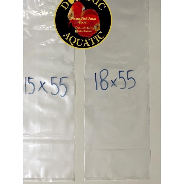 PLASTIK PACKING BUNGKUS IKAN DISCUS KOI LOUHAN TEBAL 0.8MM - 22 cm x 55 cm