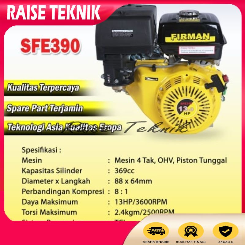 MESIN PENGGERAK BENSIN 13HP FIRMAN GX 390 / GASOLINE ENGINE
