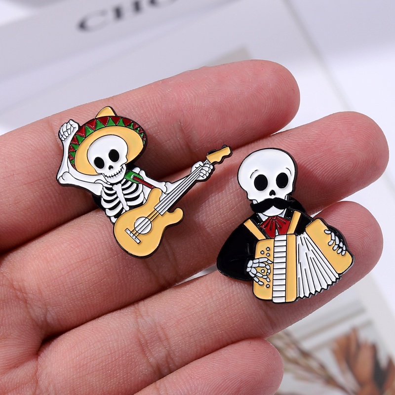 Bros Pin Enamel Bentuk Tengkorak Gaya Punk Untuk Hadiah