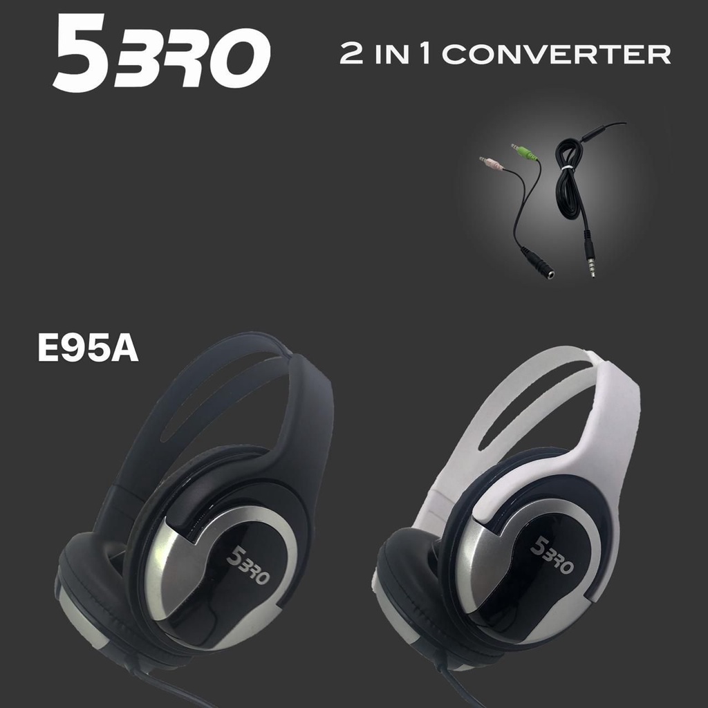 Headset 5Bro Headset 5 Bro Bando Headset DJ Extreem Bass Extra Bass with kabel aux