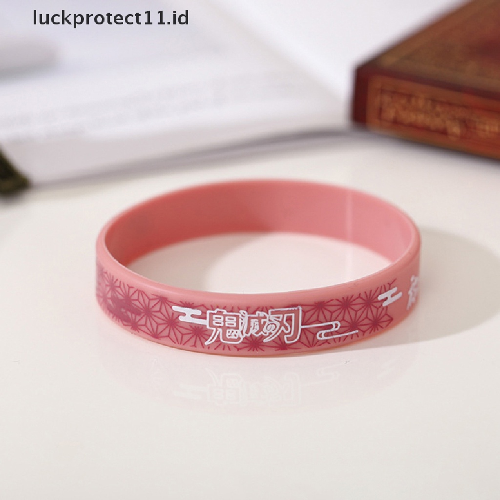 1 Pc Gelang Bahan Silica Gel Motif Kartun Anime Demon Slayer Gaya Jepang