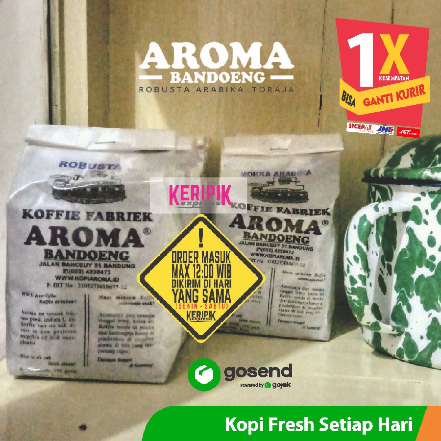 (COD) Kopi Aroma Bandung Robusta Moka Mokka Arabika Toraja semua Varian 250 gr Berkualitas