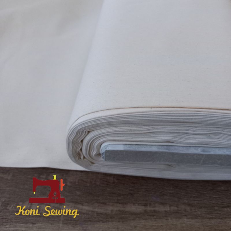 Kain Blacu/Belacu/Greige Cotton Plain Benang 20's ~ Permeter