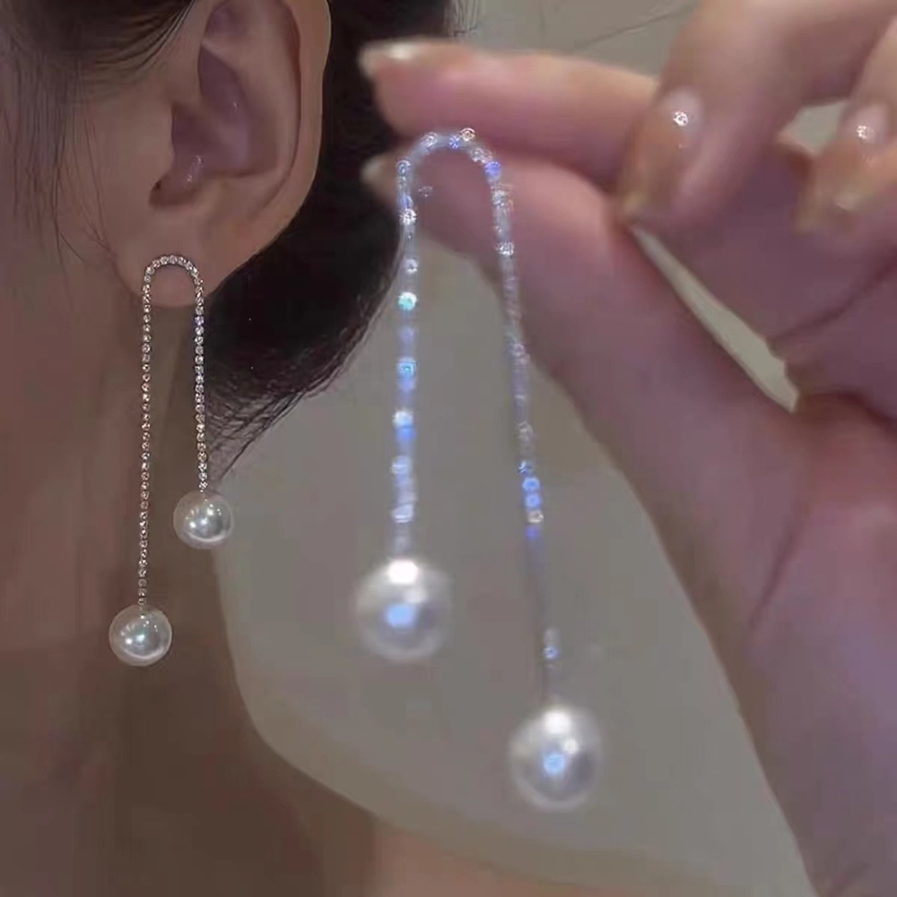 Anting Tusuk Gantung Panjang Hias Mutiara Gaya Korea Hipster Untuk Wanita