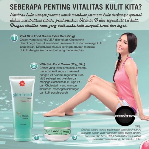 VIVA Skin Food Cream Krem pelembab anti kulit kering dan pecah-pecah 22 GR 30 GR 50 GR