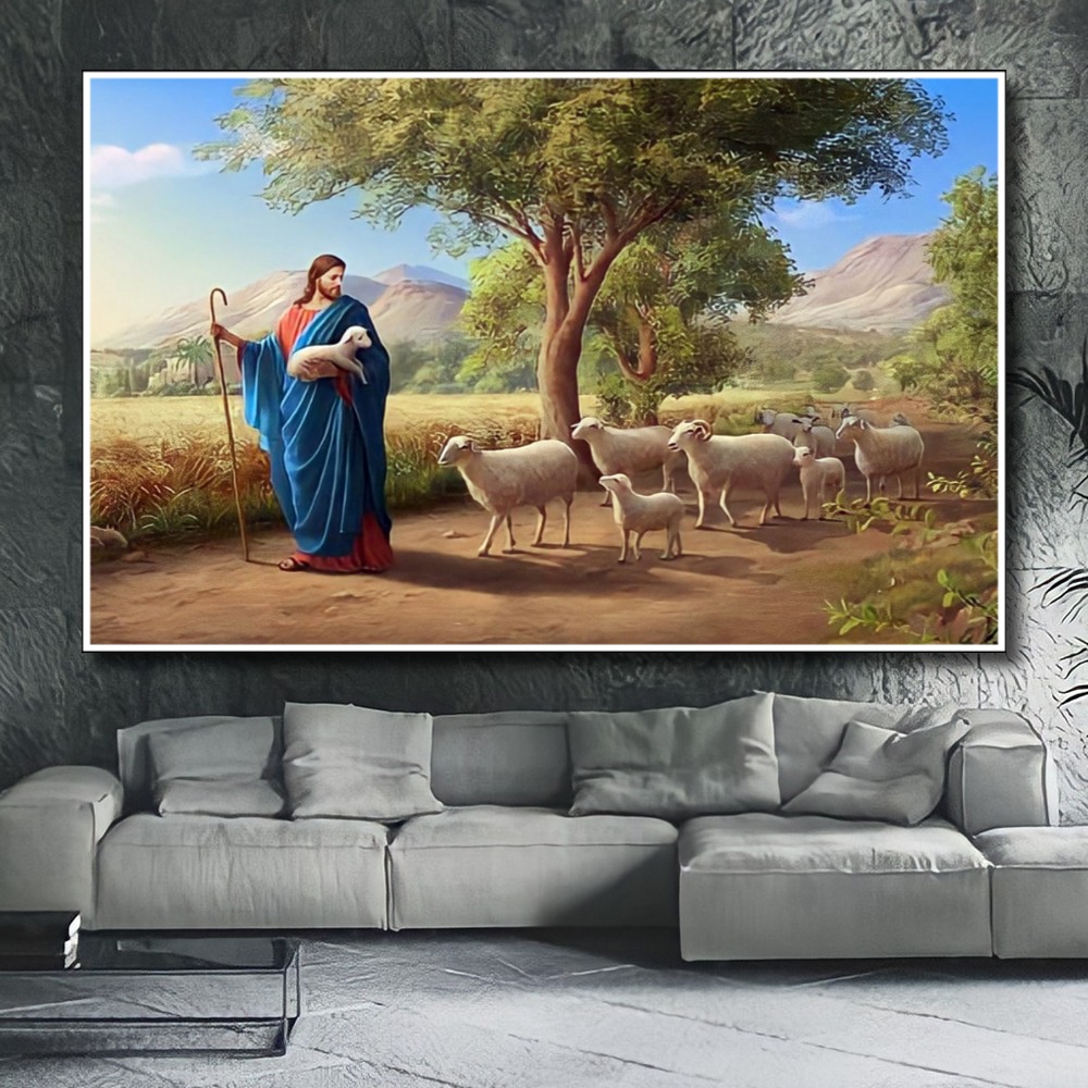 Hiasan Dinding Poster Gambar Tuhan Yesus  Xtra Jumbo Besar Best seller Ukuran 100x70cm 150x100cm 200