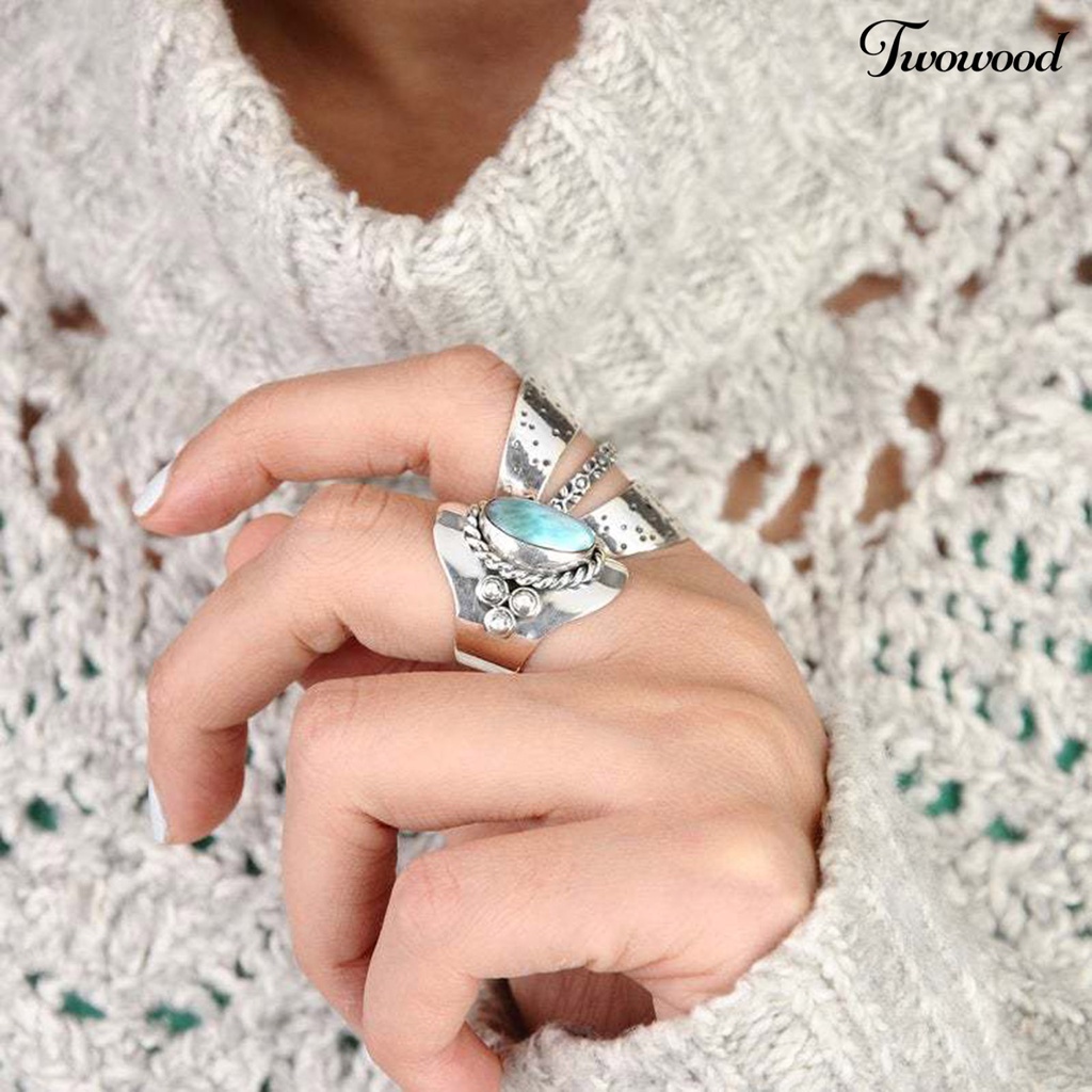 Cincin Jari Model Lebar Gaya Boho Vintage Untuk Pria Dan Wanita