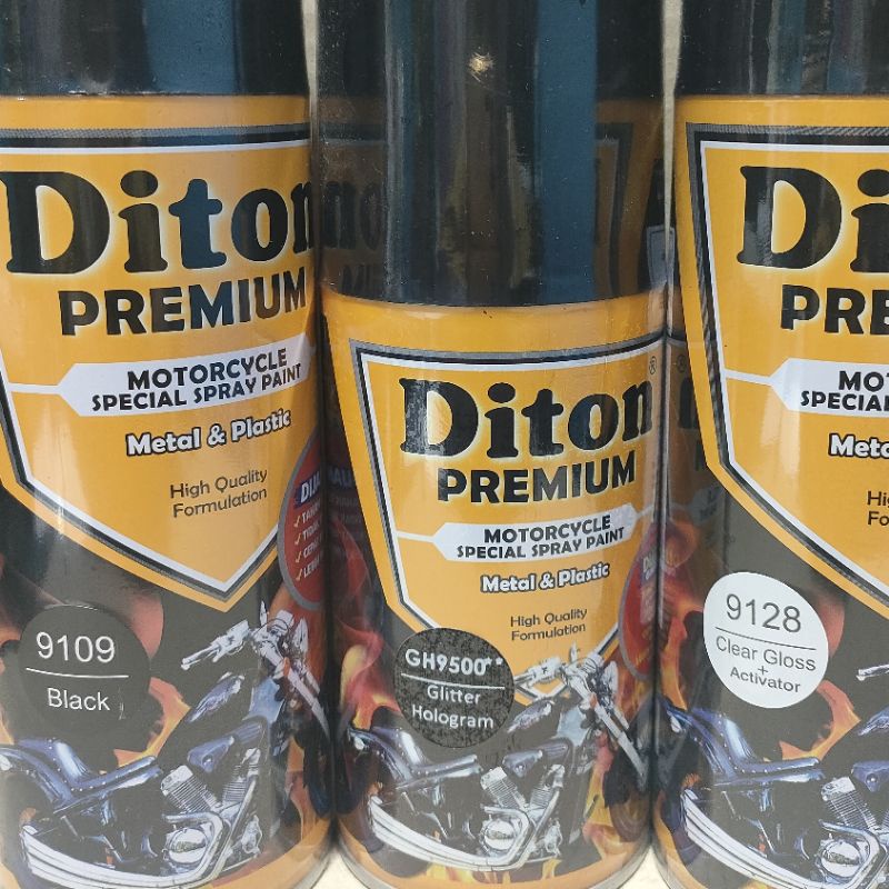 Pilok Cat Diton Premium Paket Lengkap 3 Kaleng Gliter Hologram 9500 Black 9109 Clear Gloss 9128 400CC 300ML Pilok Paketan Cat Semprot Special Spray Paint