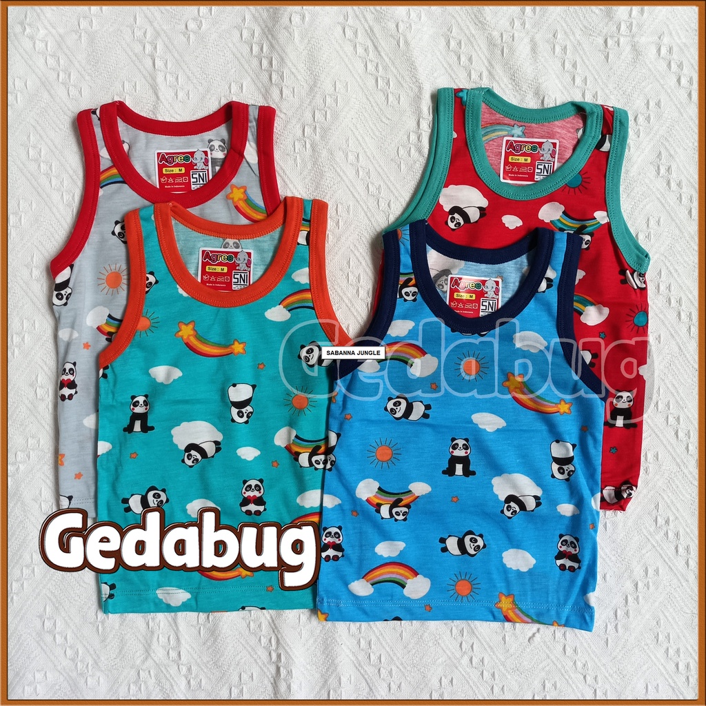 6 Pcs - Singlet anak Agree Kids SM - 021 Panda | Singlet anak motif Lucu dan Berkualitas | Gedabug