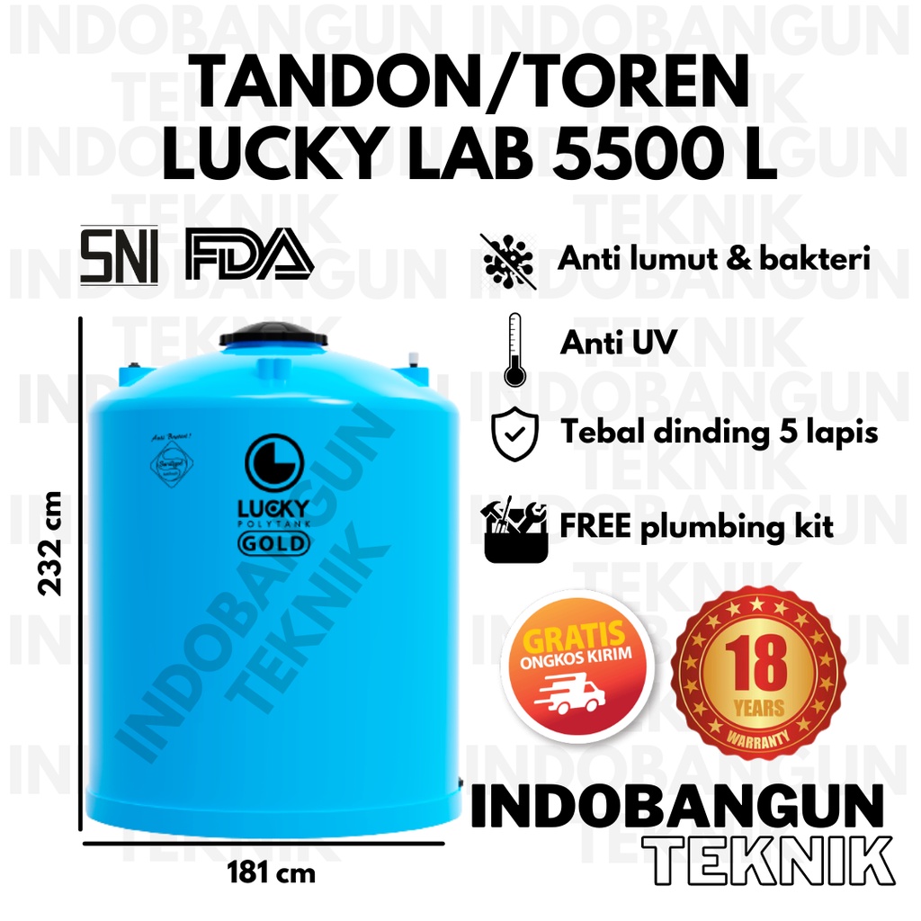 Tandon Toren Tangki Air Lucky Gold 5000 Liter 5500 Liter Harga Murah Anti Bakteri Garansi 18 Tahun A