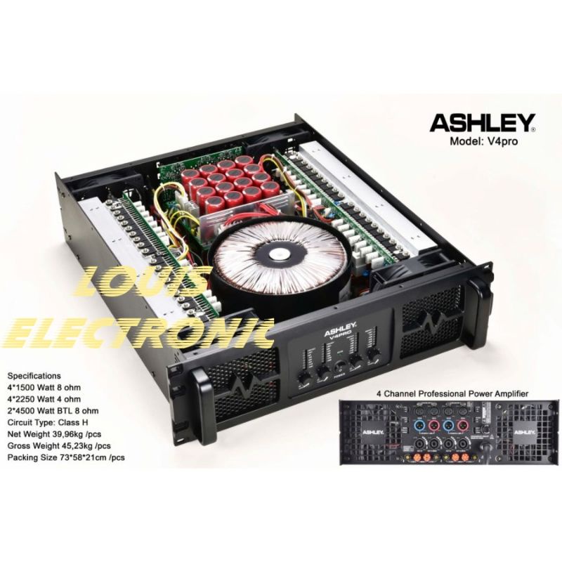 Power Amplifier ASHLEY 4 Channel V4PRO V4 PRO V4-PRO Class H ORIGINAL