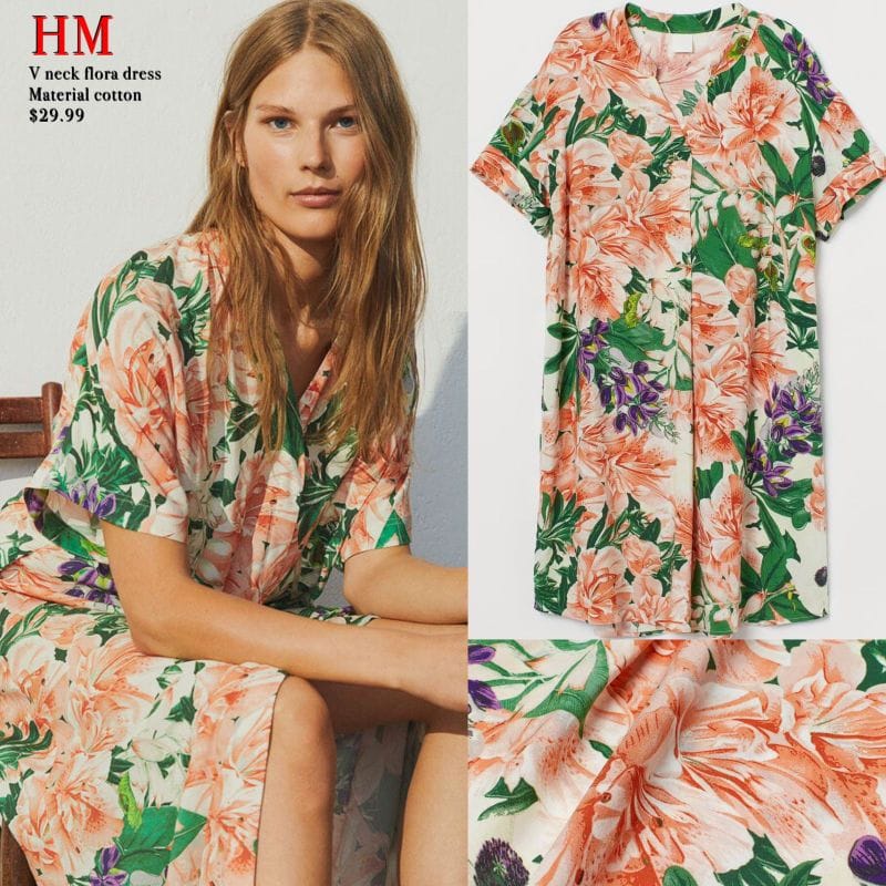[CIS072] HnM FLORAL V Neck Viscose Dress