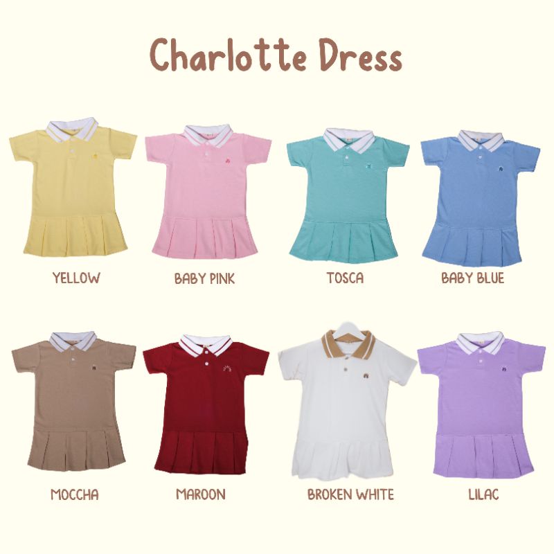 CHARLOTTE DRESS - Promo 10.10 Tenis Dress Golf Anak Wangki kaos simpel Anak Bayi Baby Kids Cewek Perempuan cotton Murah1 2 3 4