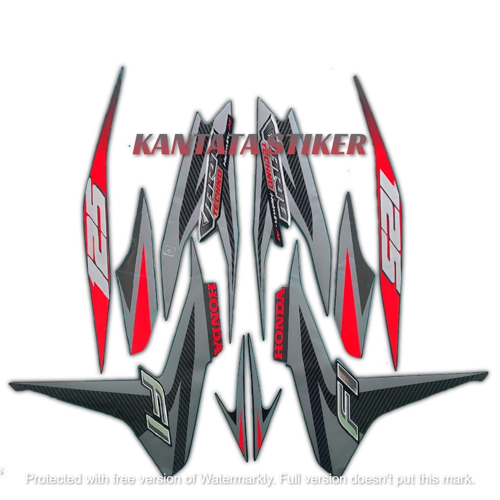 STIKER STRIPING MOTOR LIS BODY MOTOR VARIO TECHNO 125 FI 2013 HITAM MERAH STANDAR FULL SET