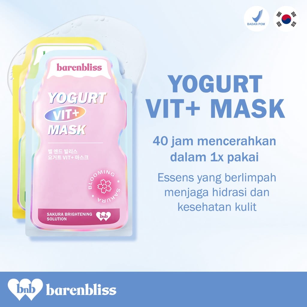 ✿ELYSABETHME✿  BNB BARENBLISS yogurt vit+ mask masker wajah korea pelembab moist moisturizer