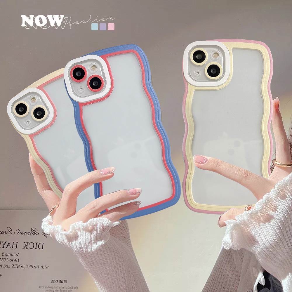 Casing Macaron Simple Untuk Samsung A14 A04S A32 A52s A13 A51 A50 A22 A50s A30s A52 A12 A20 A30 A20S A23 A11 A03 A03s A31 A21s A02s M12 M11 Jahitan Kontras Lembut Bergelombang Edge Case