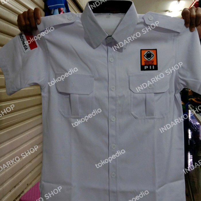 Baju Pdh Putih Harian Kerah Hitam Bahan Adem Gereanada Original