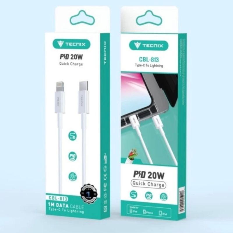 Tecnix CBL-813 Type C to Lightning 8 Pin Cable PD 20W Quick Charge