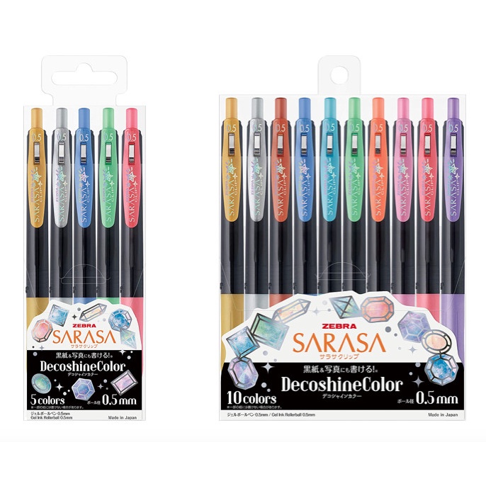 

:>:>:>:>] Zebra Sarasa Clip 0.5 mm Gel Ballpoint Pen Decoshine Set of 5 10 Color