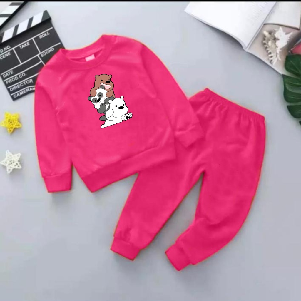 Setelan Sweater Anak panda Basic Oblong/COD