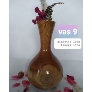 VAS BUNGA KAYU JATI ASLI  MODEL BULAT V 9