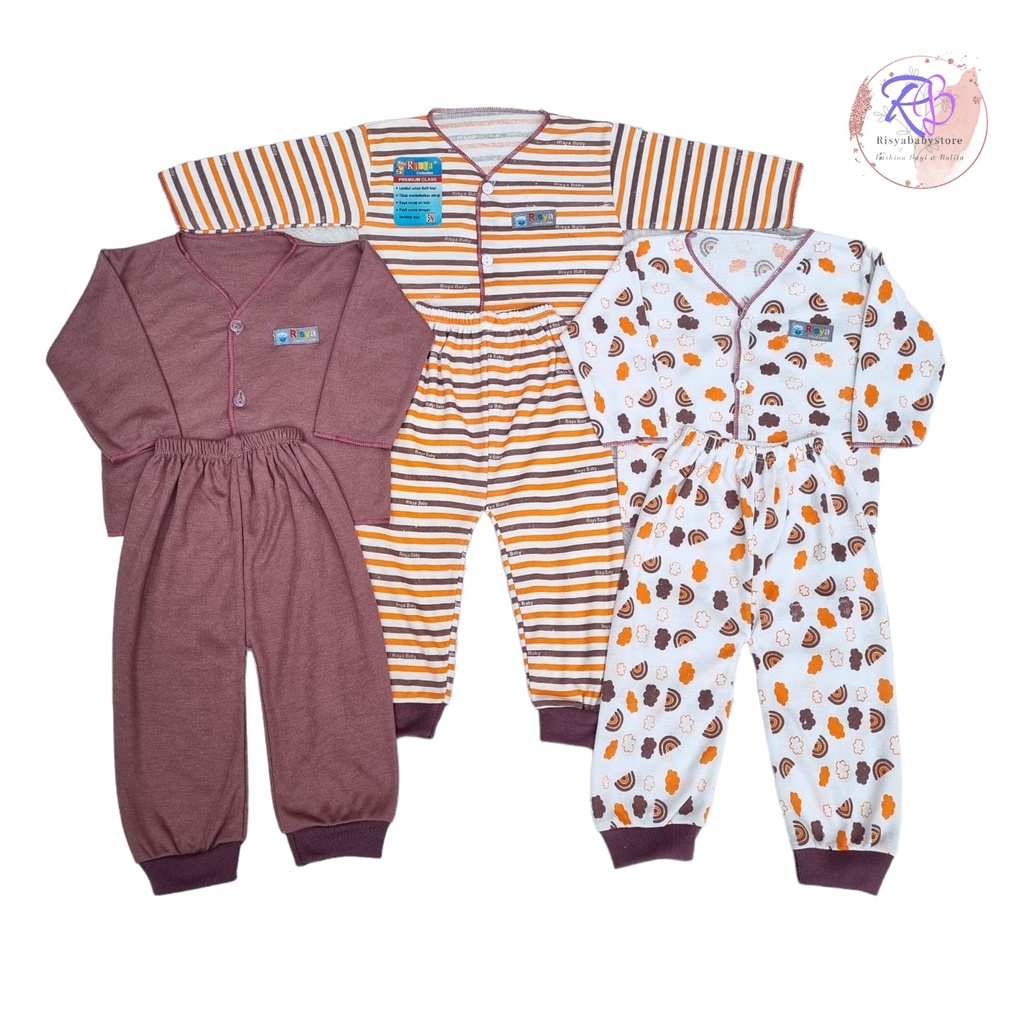 6 pcs / 3 setelan baju bayi lengan panjang SNI variasi lengkap / 3 stel baju bayi newborn / 3 pcs celana panjang bayi /3 baju bayi lengan panjang