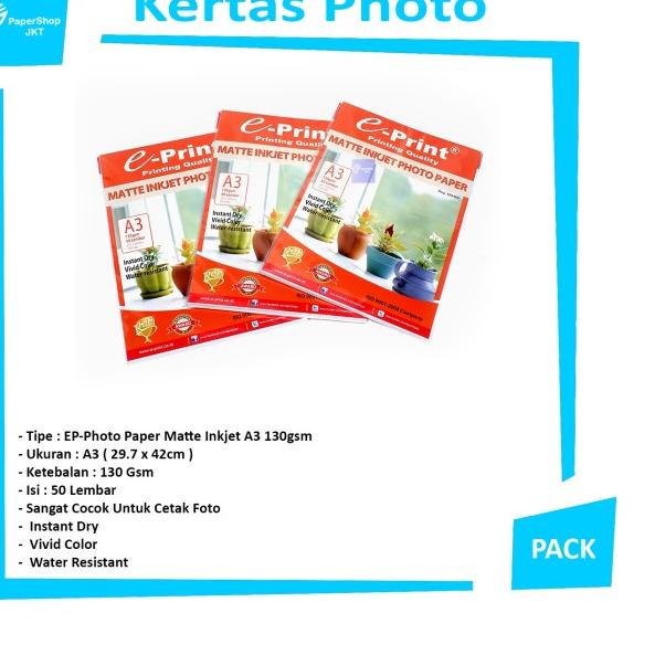 

Eprint Photo Paper Matte Inkjet A3 130gsm