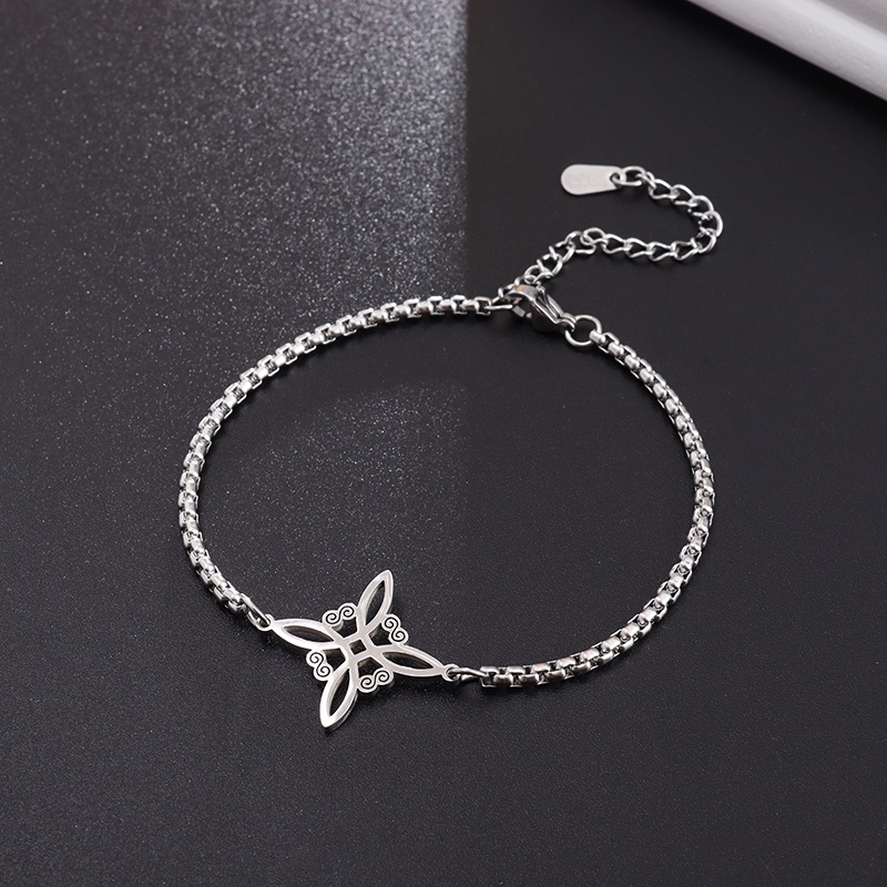 Gelang Wanita Bahan Stainless Steel Bentuk Geometris Model Hollow Untuk Pesta