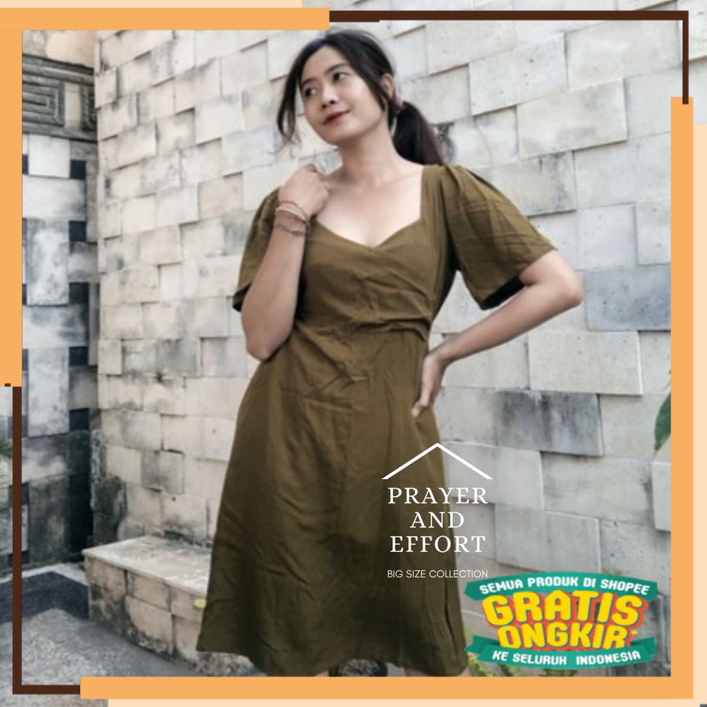 KADO NATAL 2022 BIG SIZE XL-XXXXL Dress DIANDRA Dres Sabrina Irise Wanita korea A Line Bodycon Maxi 