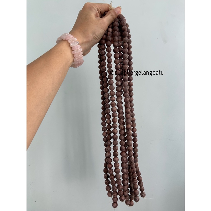 bahan ryolite jasper kokah coklat 12mm renceng bahan gelang kalung