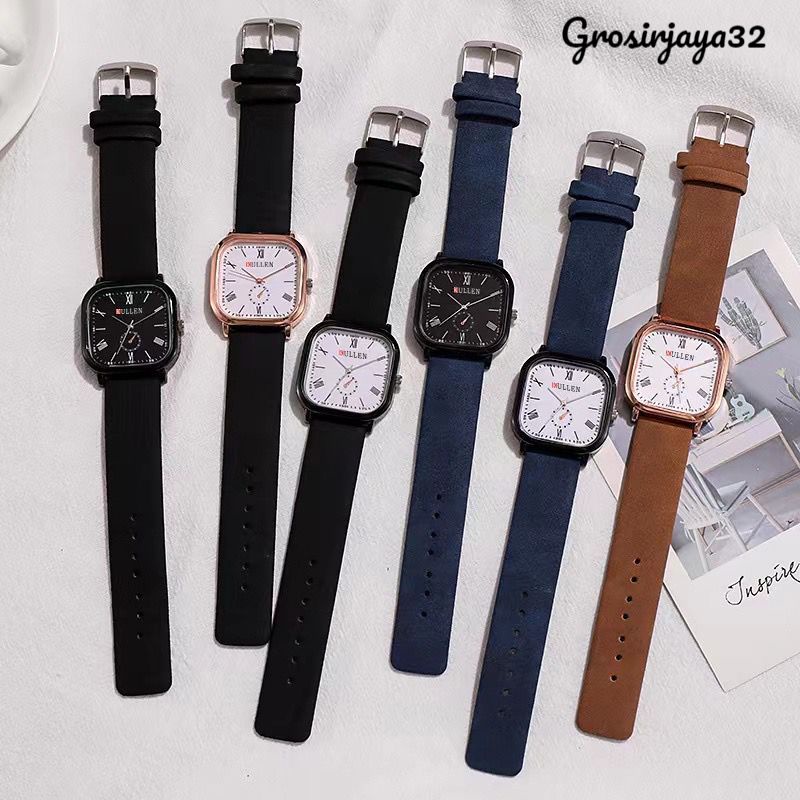 (GROSIRJAYA32) Jam tangan pria Davis kulit sintesis Model fashion terkini/Jam tangan casual analog