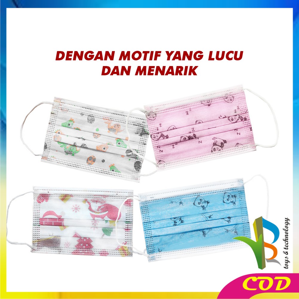 RB-C262 Masker Anak 3 Ply Karakter Isi 50Pcs Kids Face Mask Masker Earloop 3Ply Masker Disposable