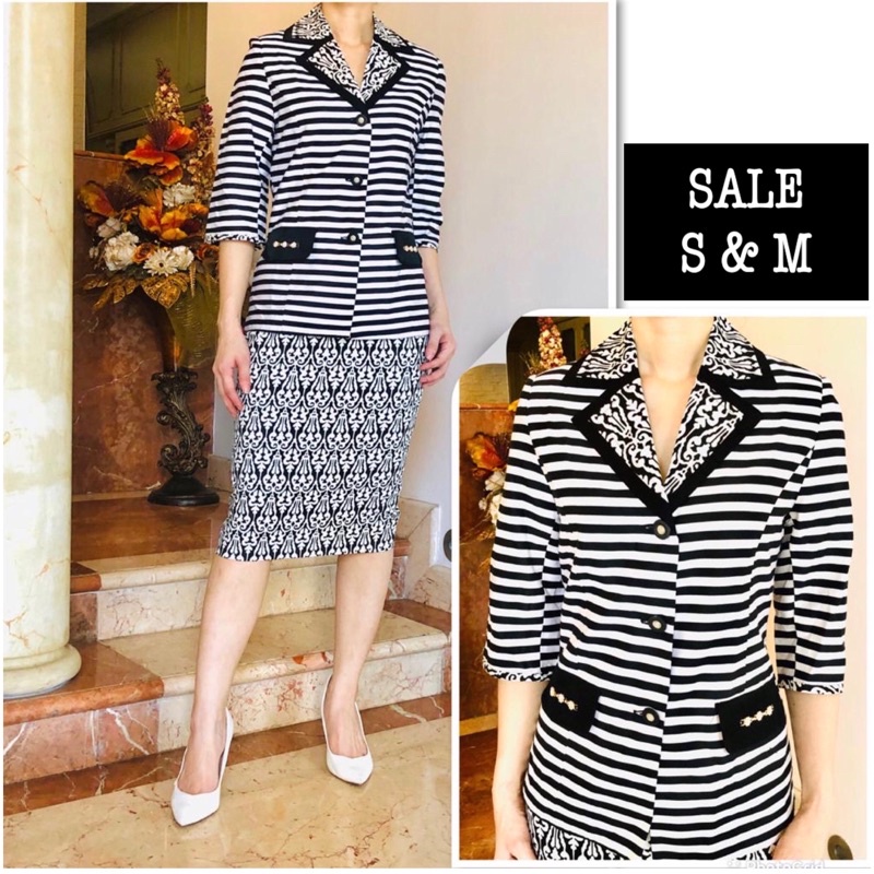 SETELAN BLAZER WANITA HITAM . Set blazer wanita motif salur. Blazer wanita garis garis. Setelan blaz