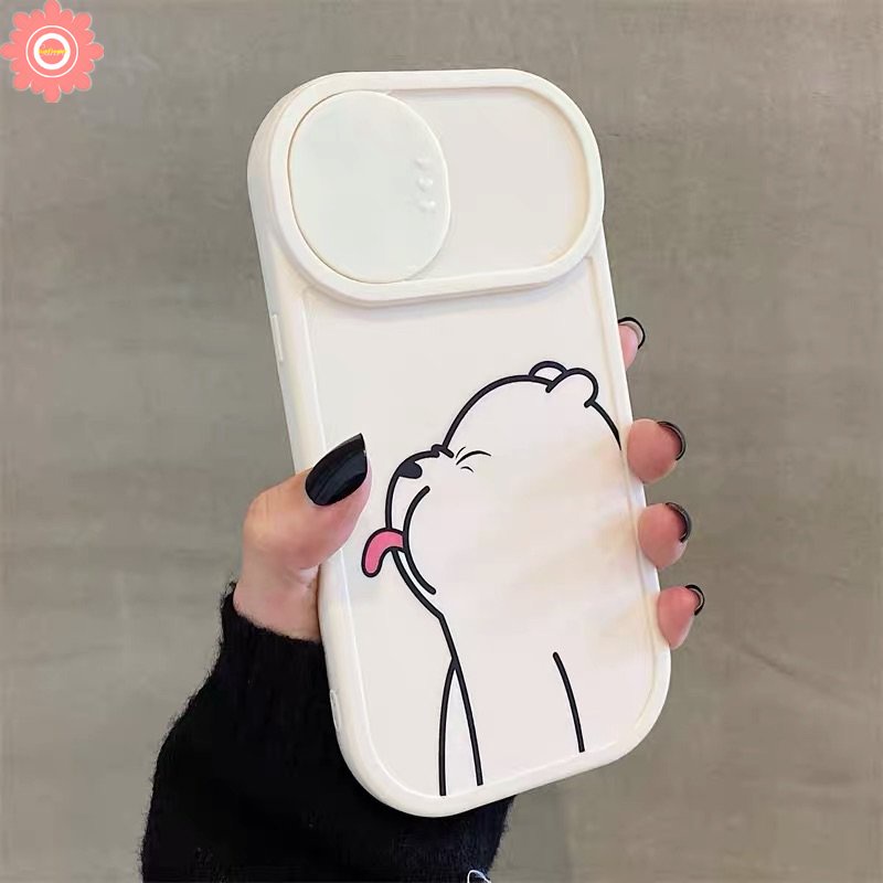 Soft Case Pelindung Lensa Kamera Motif Kartun Beruang Untuk IPhone 13 11 12 Pro Max 7Plus 8Plus XR 7 8 Plus X XS Max 11 Pro Max