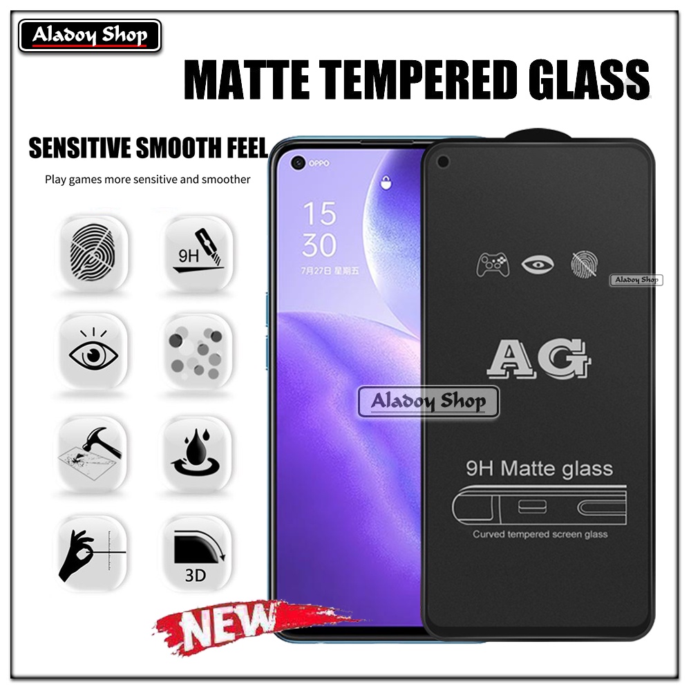 Oppo Reno 5 PAKET 2IN1 Tempered Glass Matte Anti Glare Full Layar dan Tempered Glass Kamera