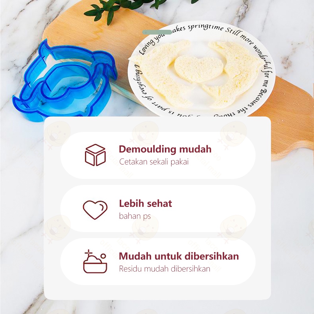 Lacoo Cetakan roti tawar sandwich Cetakan bekal anak Cetakan pemotong roti karakter Sandwich cutter 