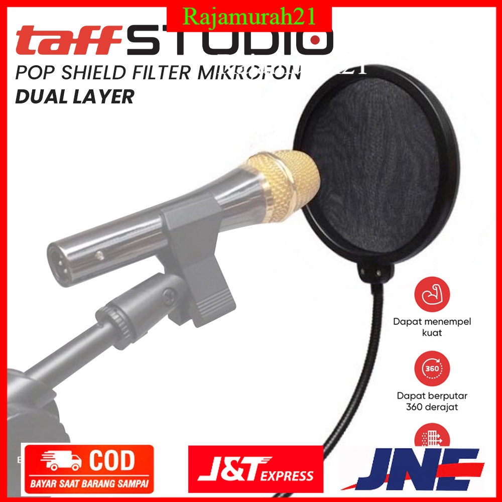 TaffSTUDIO Pop Shield Filter Mikrofon Dual Layer BOP - MPF-6 - Black - OMHAQ0BK