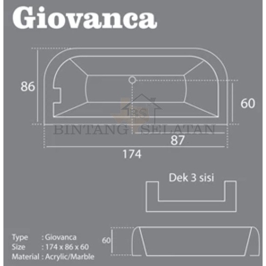 VR BATHTUB STANDING GIOVANCA BATHTUB KAMAR MANDI VR FULLSET