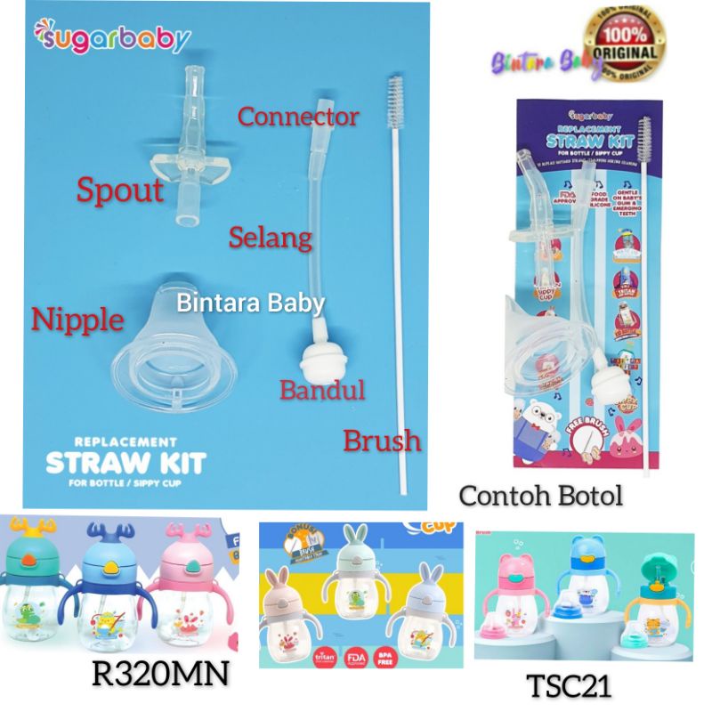 Sugar Baby Sedotan Pengganti Botol Minum Sugar Baby Tritan Sippy Cup  320ml 6m+ / Replacement Straw Sugarbaby TSC21 Botol Minum Sugar Baby Sippy Spout Straw Tritan 320ml 2in1 Sippy Cup