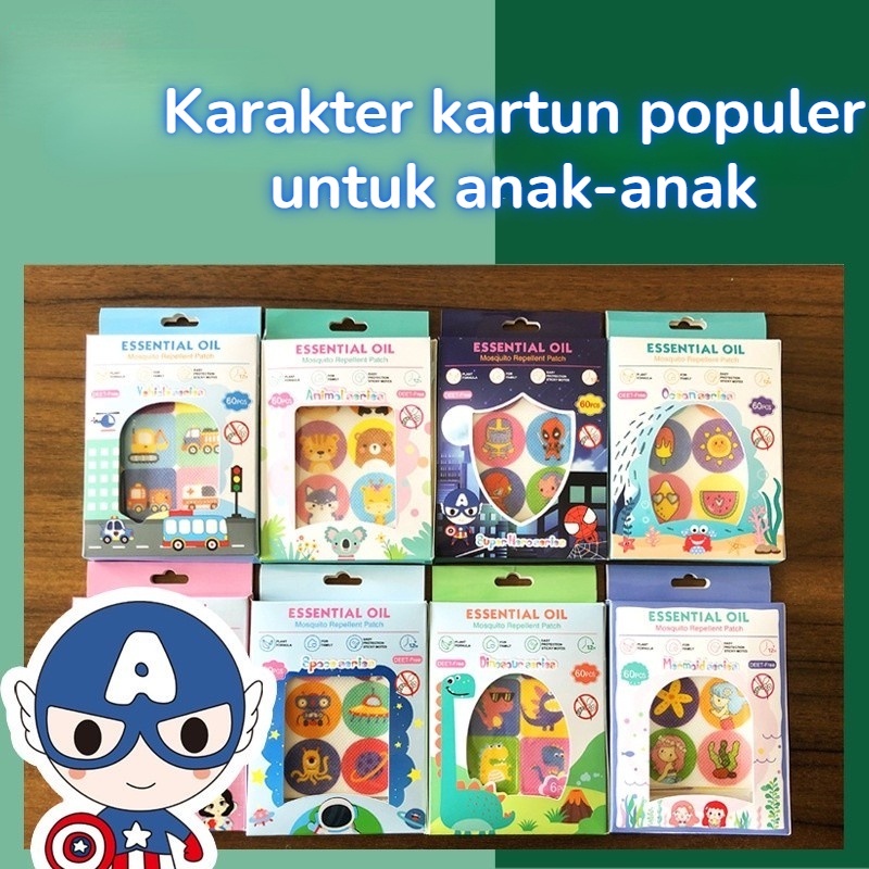 Mosquito Patch 60pcs/6pcs Combo Set Stiker Nyamuk Untuk Bayi Untuk Anak Laki-laki Dan Cewek-cewek 100% Natural  STIKER ANTI NYAMUK Mosquito Repellent Patch Mosquito Repellent Patch