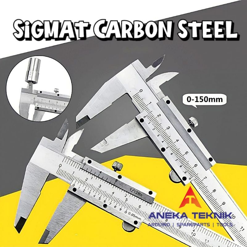 

Sigmat / Jangka Sorong Vernier Caliper Micrometer Carbon Steel - 15cm