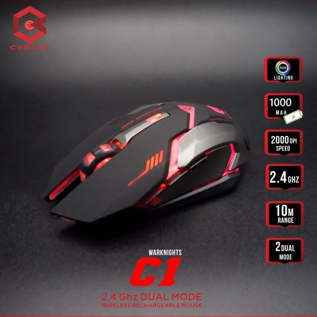 MOUSE GAMING WIRELESS RECHARGEABLE CYBORG C1 WARKNIGHTS