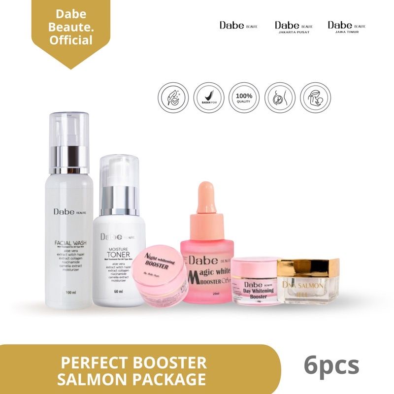 Dabe Beaute Perfect Booster Salmon Package (Paket Whitening Booster+Facial Wash+Toner+Salmon Jell)