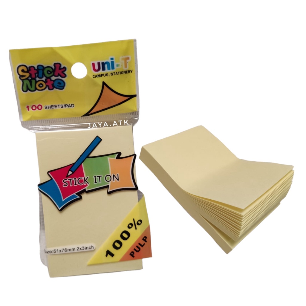 STICKY NOTES 50 X 76 MM 100 LBR YELLOW KUNING MEMO TEMPEL POLOS MURAH