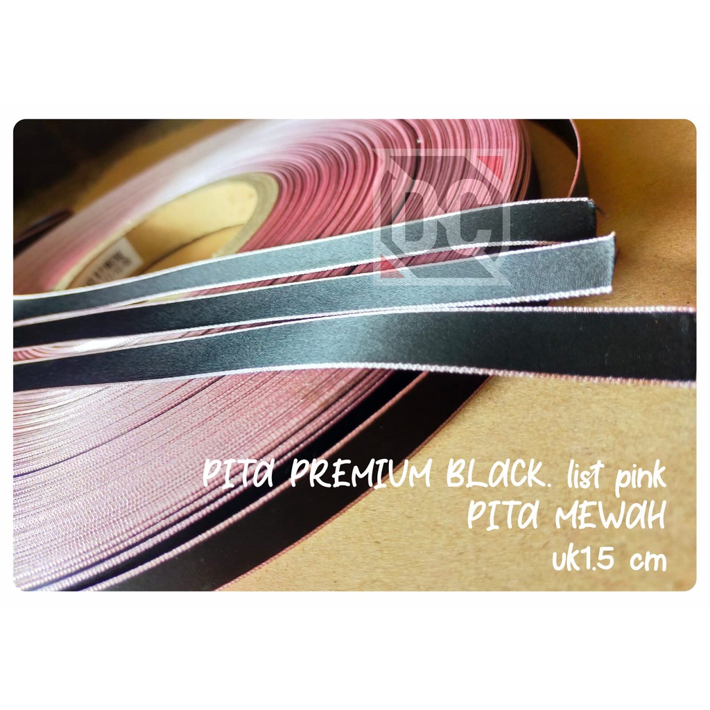 

costum label 100 pcs free desigen/pita ribbon/pita label/pita black/sablon costum/label merek costum