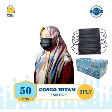 Masker 3ply Hijab Hitam | Masker Non Medis | Multistore.id t-mymultistore dijamin