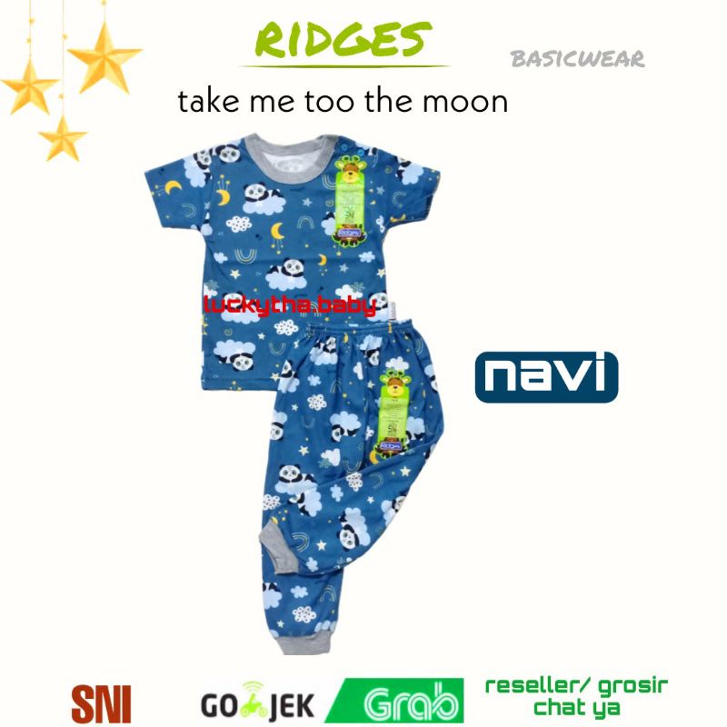 ridges cpr- setelan anak ridges cpr lengan pendek celana panjang take me too the moon series terbaru ridges motif panda/ setelan ridges take me too the moon / piyama bayi ridges cpr terbaru