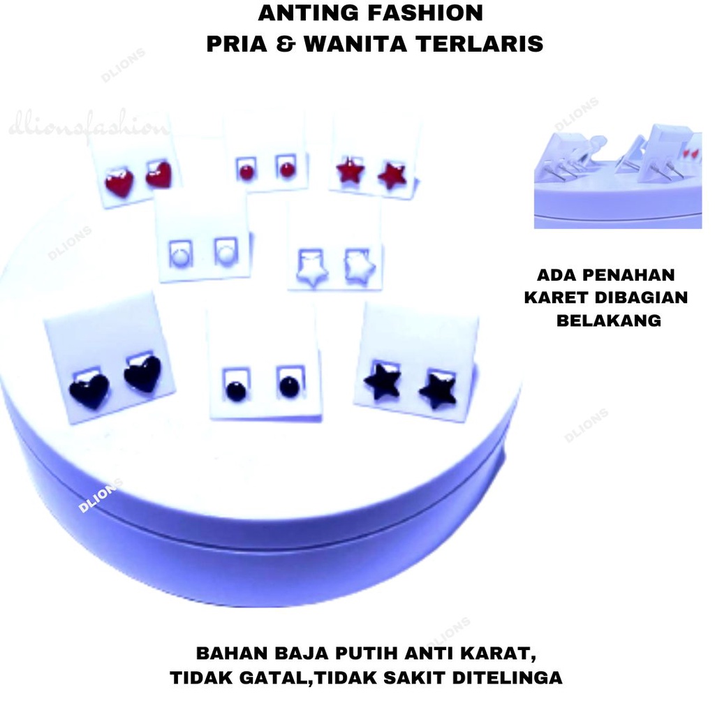 ANTING BINTANG,ANTING WANITA TIDAK KARAT,TIDAK BERKARAT/BERUBAH WARNA,ANTING TINDIK,ANTING BAJA PUTIH,HARGA UNTUK 1 PASANG,TIDAK GATAL DAN TIDAK MEMBUAT GATAL DIKULIT