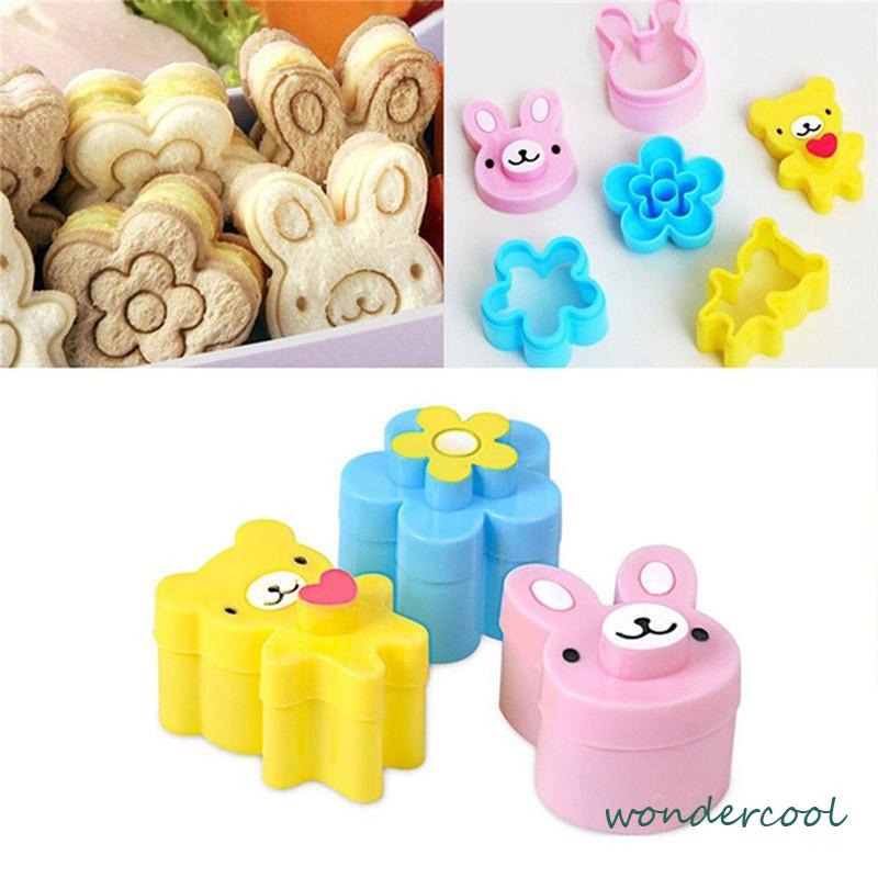 3Pcs/Set Cetakan Roti Biskuit Sandwich Bentuk Kartun Lucu Untuk Anak-Anak-Won